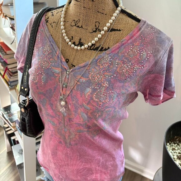 Pink Multicolored Graphic Baby Tee - Picture 3 of 8